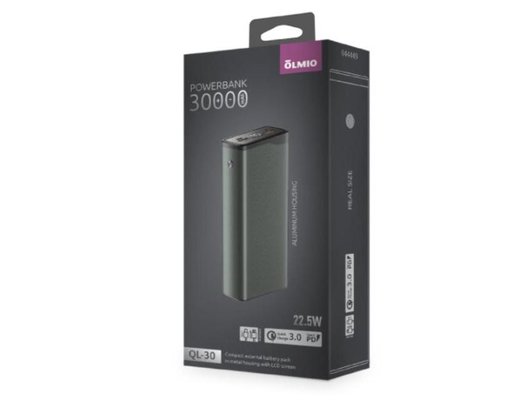 Внешний аккумулятор OLMIO QL-30 30000mAh 22.5W QC3.0/PD gray